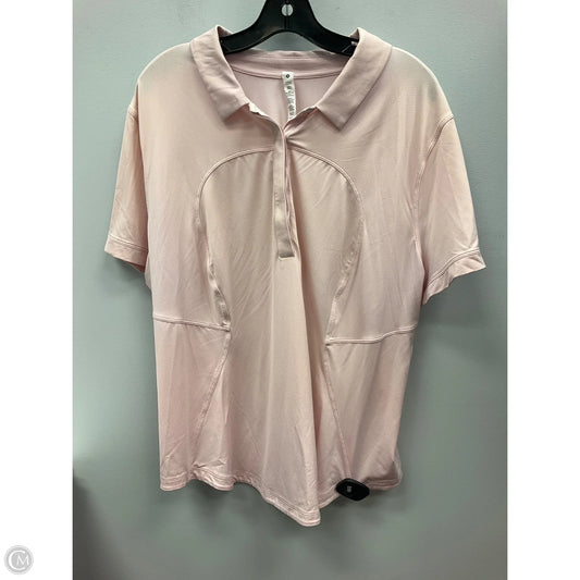 Athletic Top Short Sleeve By Lululemon In Pink, Size: 20