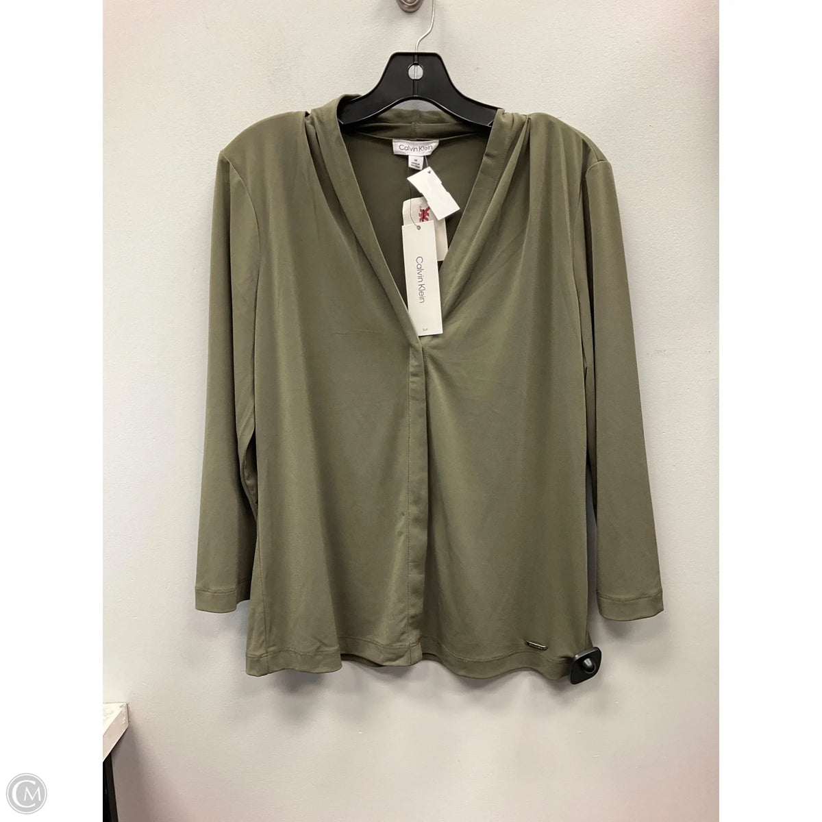 Top Long Sleeve By Calvin Klein In Green, Size: M