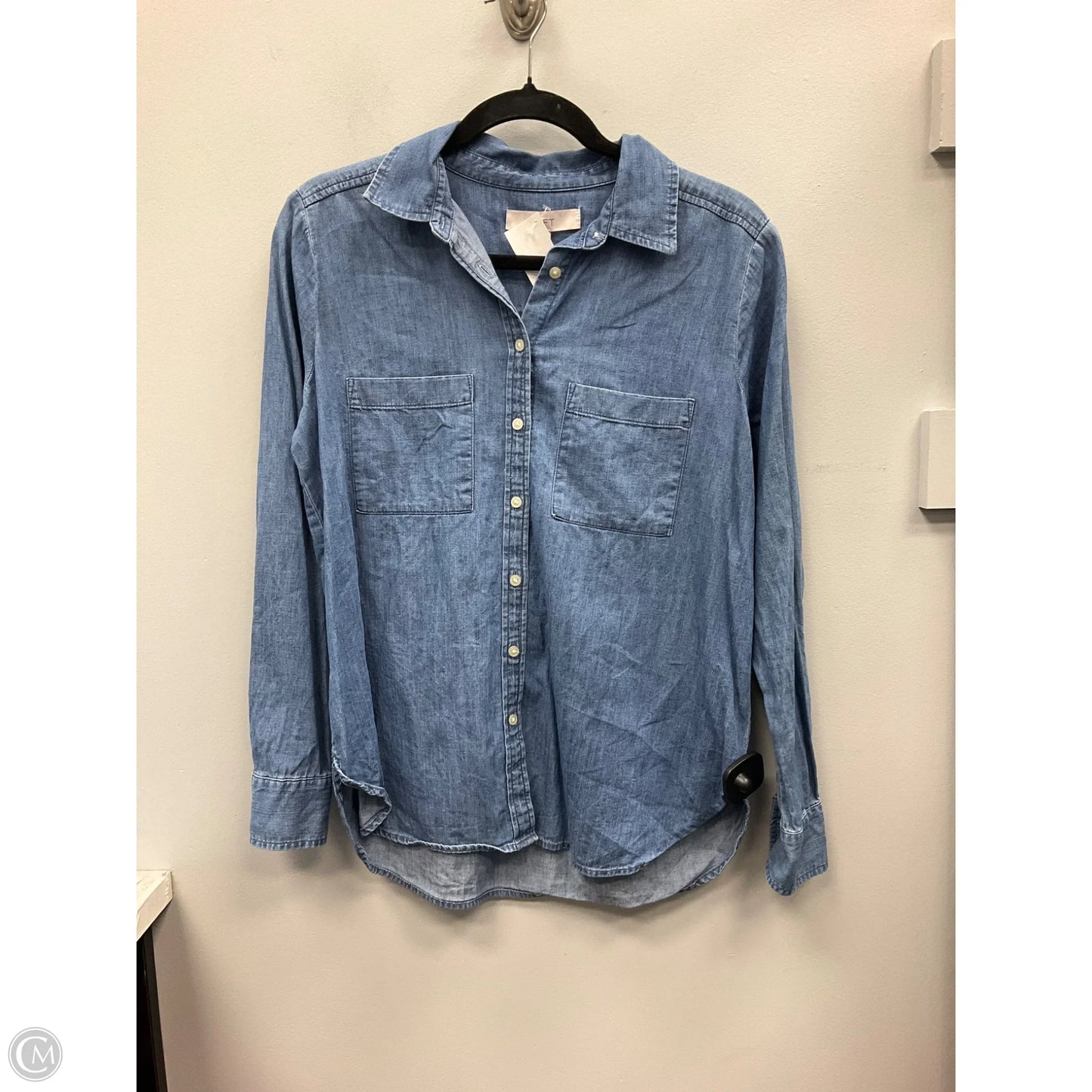 Top Long Sleeve By Loft In Blue Denim, Size: S