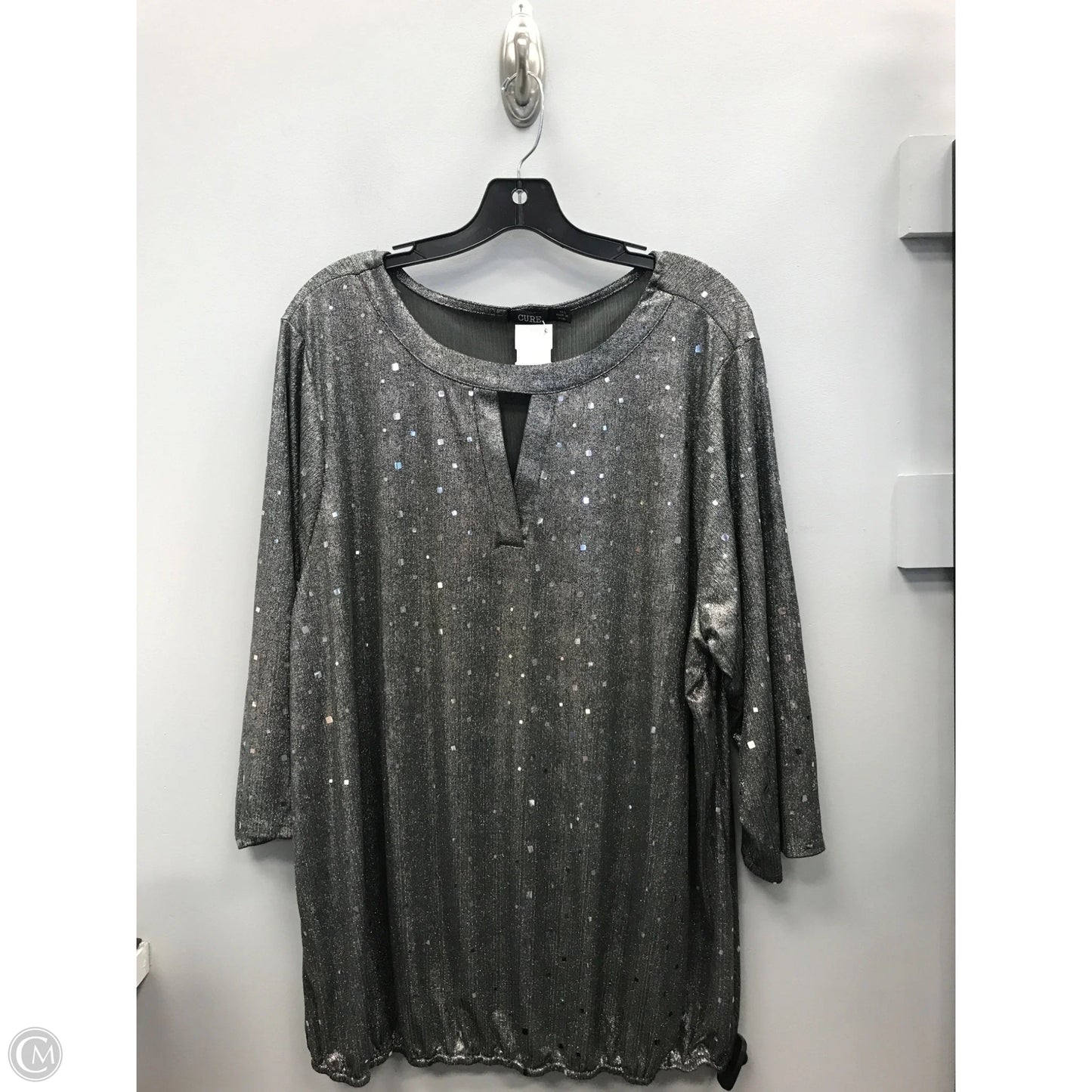 Top 3/4 Sleeve By Cure In Silver, Size: 3x