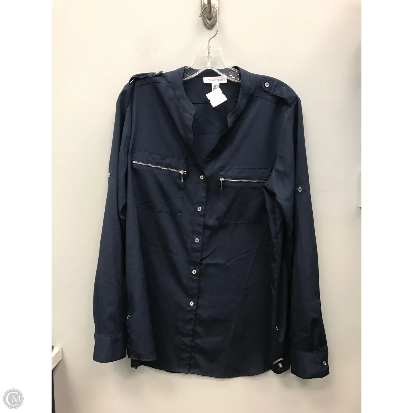 Top Long Sleeve By Calvin Klein In Navy, Size: M