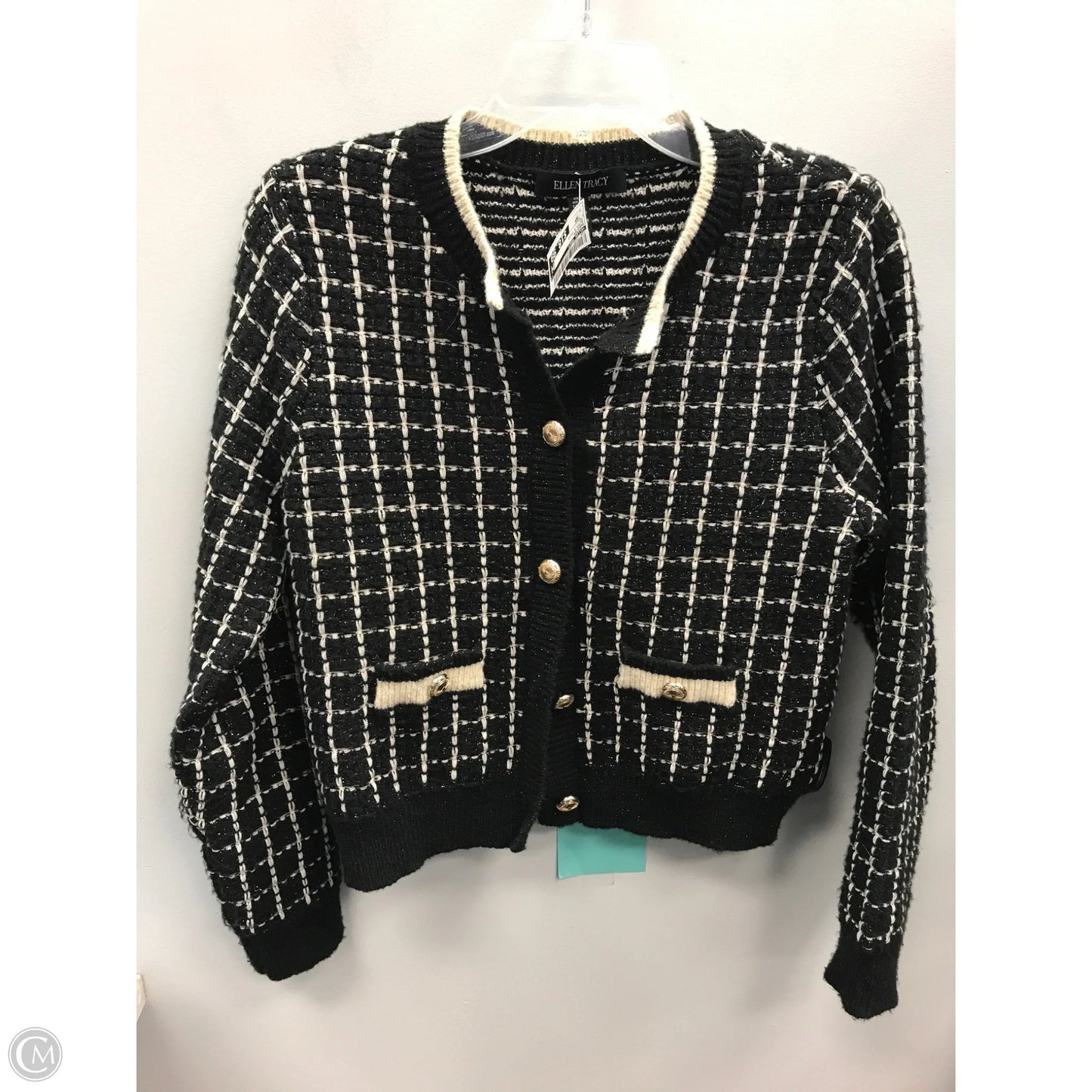 Sweater By Ellen Tracy In Black & Cream, Size: Sp