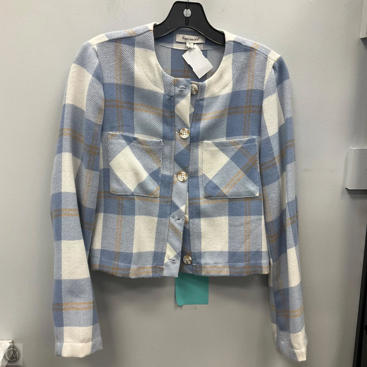 Blazer By Francesca’s In Plaid Pattern, Size: S