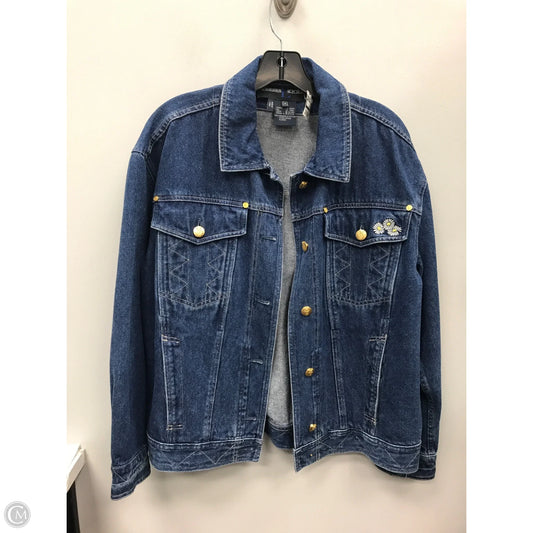 Jacket Designer By Escada In Blue Denim, Size: M