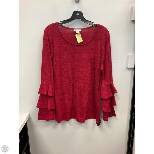 Top Long Sleeve By Style And Company In Red, Size: M