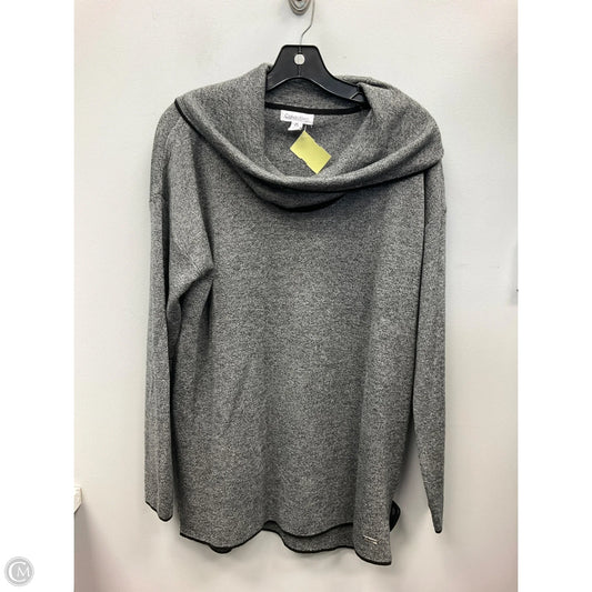 Top Long Sleeve By Calvin Klein In Black & White, Size: M