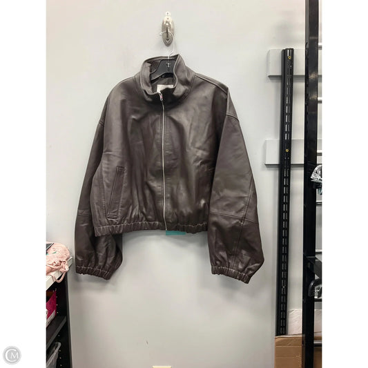 Jacket Leather By H&m In Brown, Size: Xl