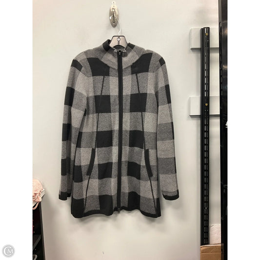 Sweater Cardigan By Adrienne Vittadini In Black & Grey, Size: L