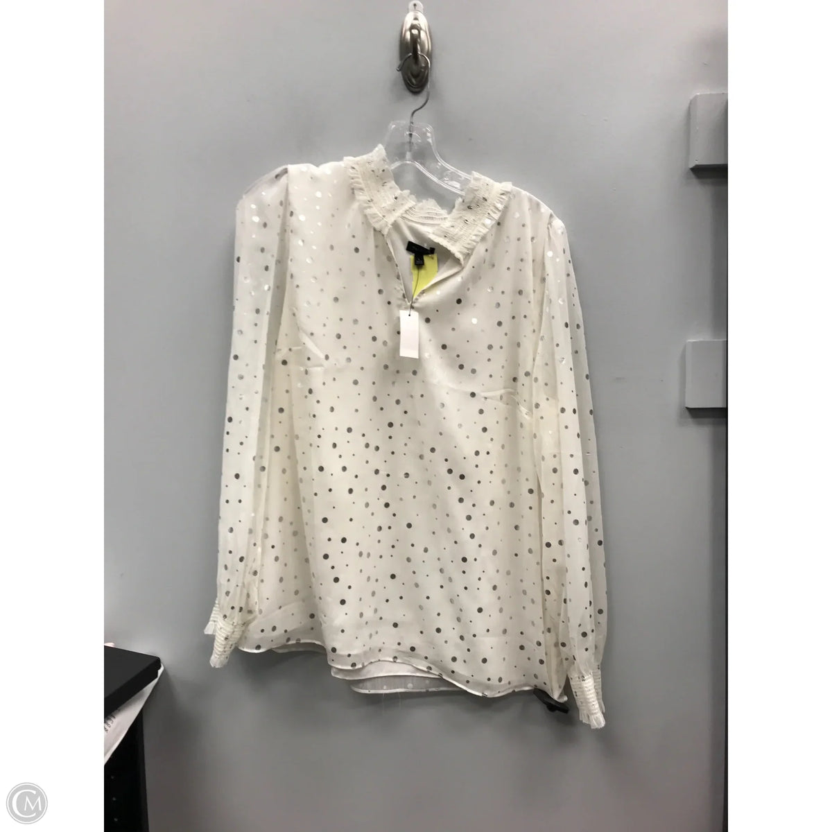 Top Long Sleeve By Talbots In Polkadot Pattern, Size: L