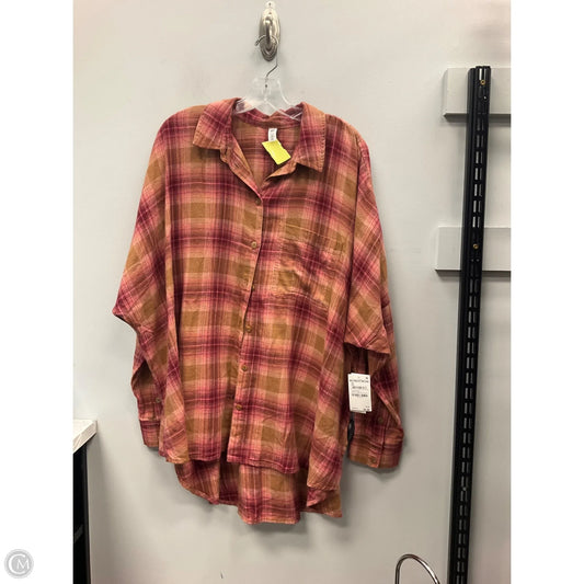 Top Long Sleeve By Bp In Plaid Pattern, Size: L