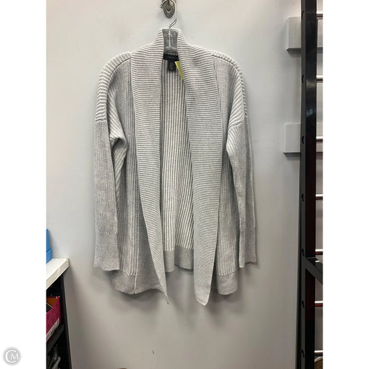 Sweater Cardigan By Tahari In Grey & White, Size: Xl