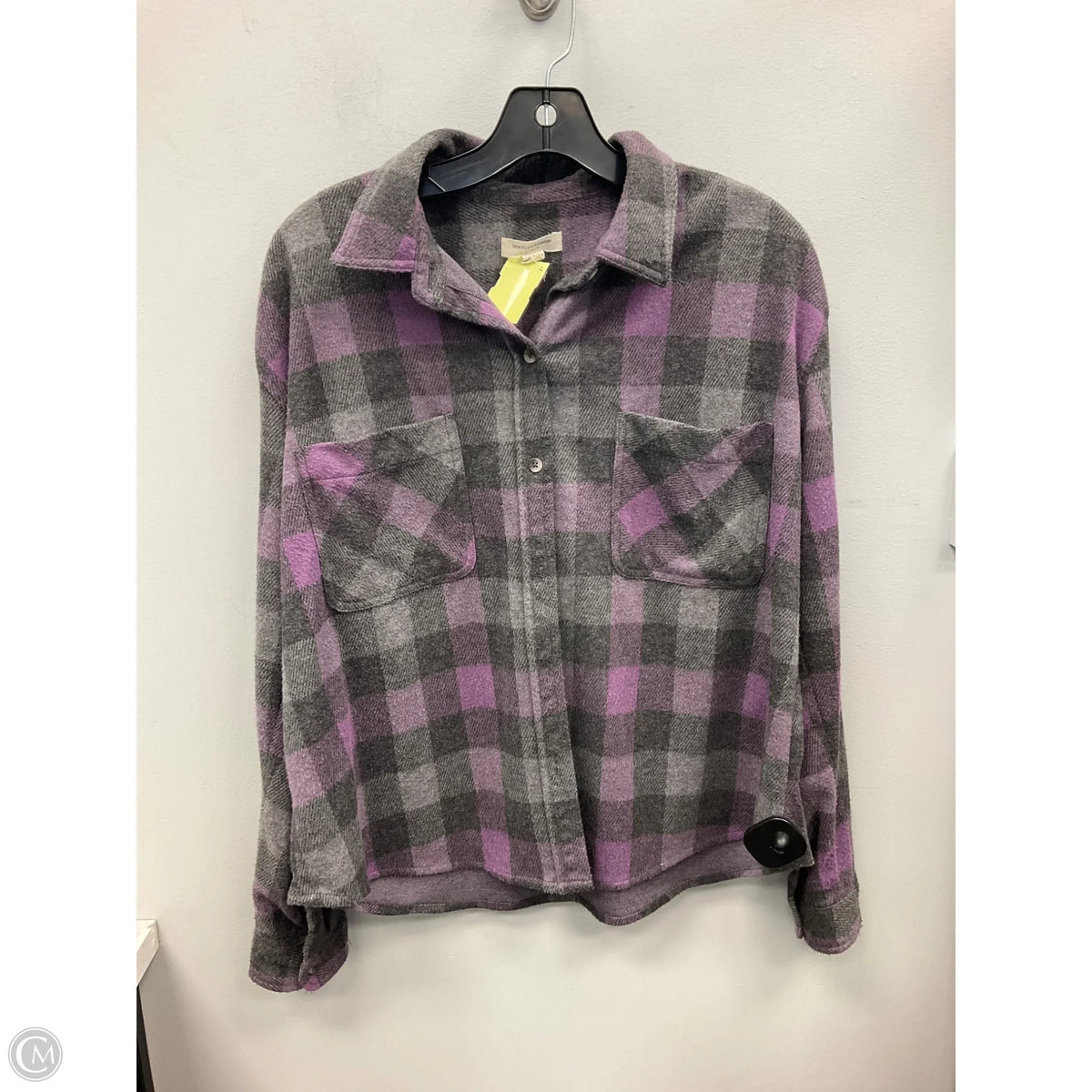 Top Long Sleeve By Beachlunchlounge In Plaid Pattern, Size: L
