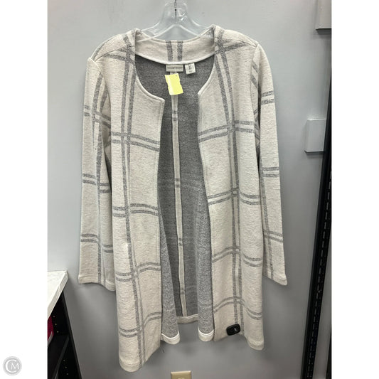 Sweater Cardigan By Adrienne Vittadini In Black & White, Size: L