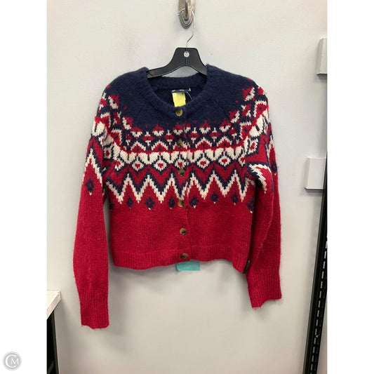 Sweater Cardigan By Gap In Blue & Red & White, Size: Xs