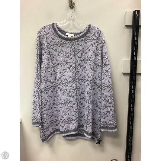 Sweater By Coldwater Creek In Grey & Purple, Size: 2x
