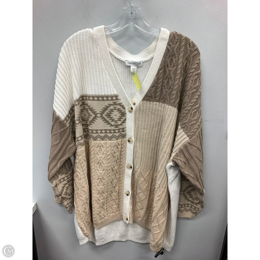 Sweater Cardigan By Coldwater Creek In Cream & Tan, Size: 2x