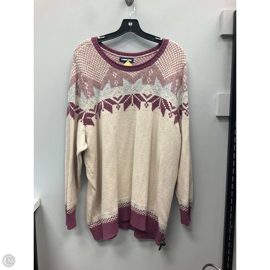 Sweater By Lands End In Cream & Pink, Size: 2x