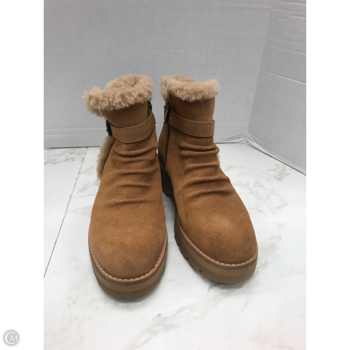 Boots Ankle Heels By Earth In Tan, Size: 8