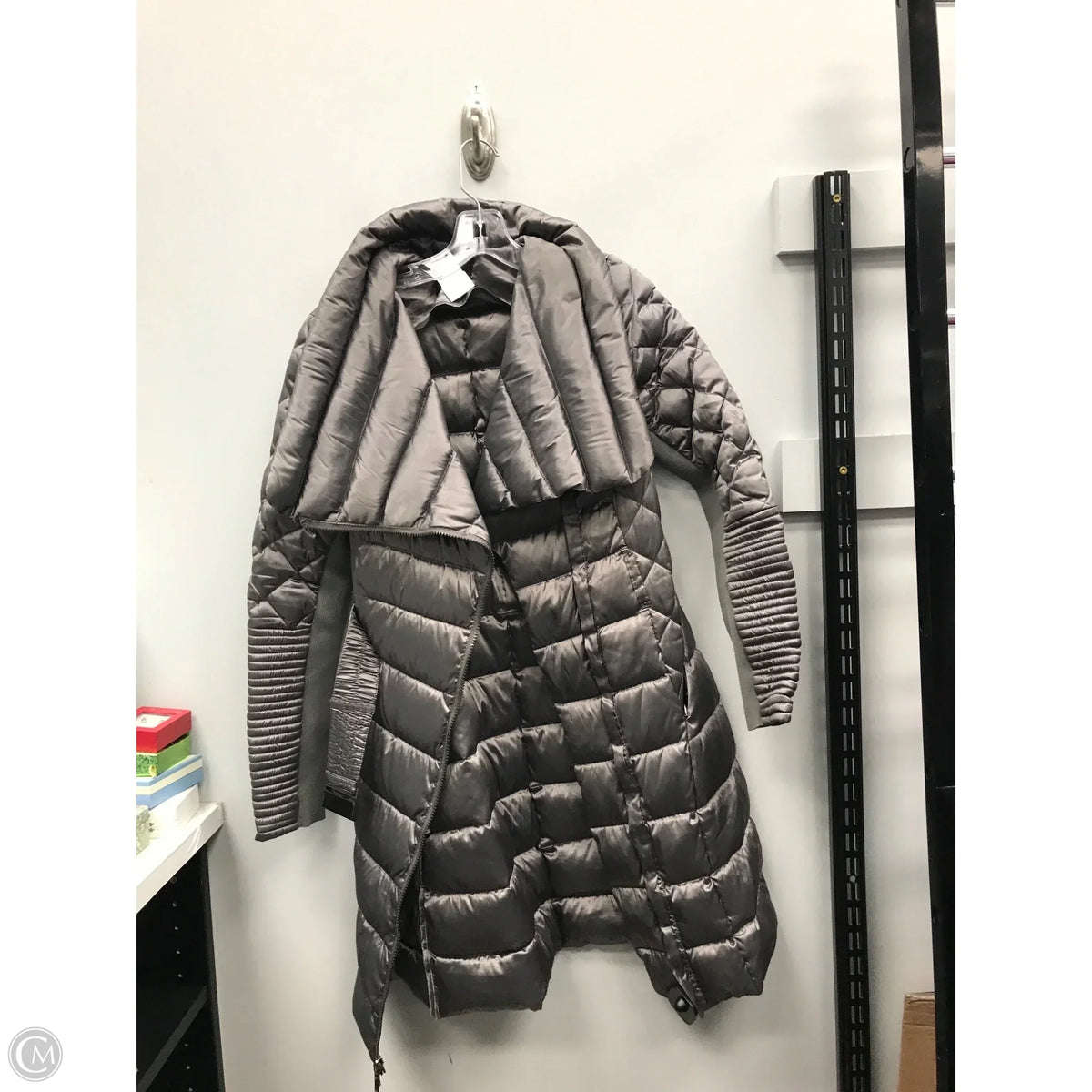 Coat Puffer & Quilted By Bcbgmaxazria In Silver, Size: S