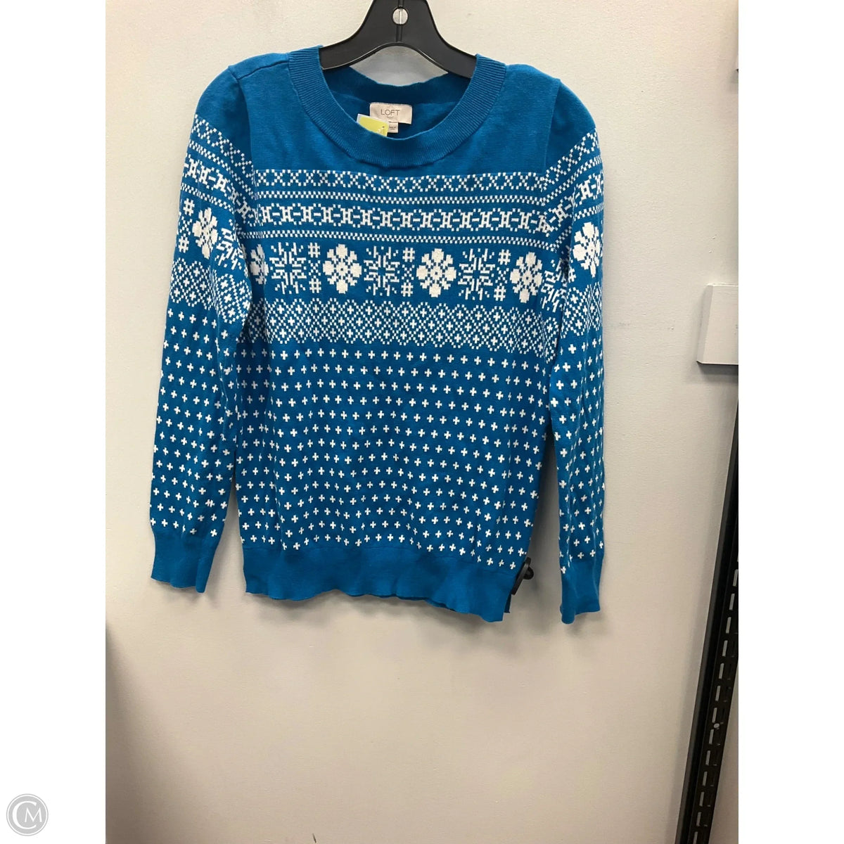 Sweater By Loft In Blue & White, Size: M