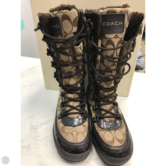Boots Designer By Coach In Brown, Size: 9