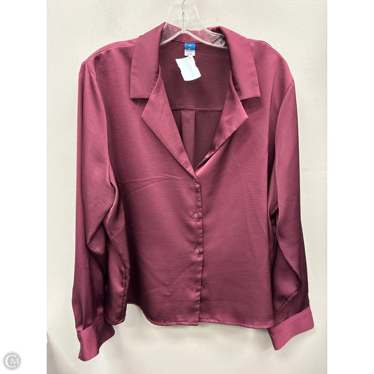 Blouse Long Sleeve By Old Navy In Maroon, Size: Xl