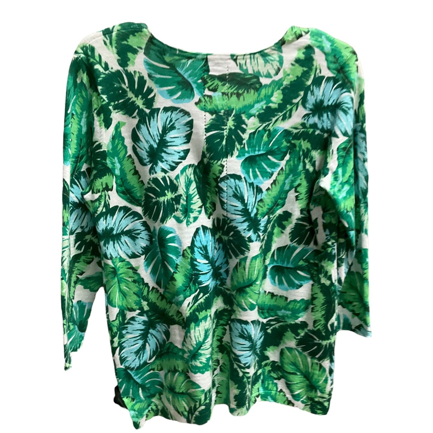 Top 3/4 Sleeve By Talbots In Green & White, Size: 2