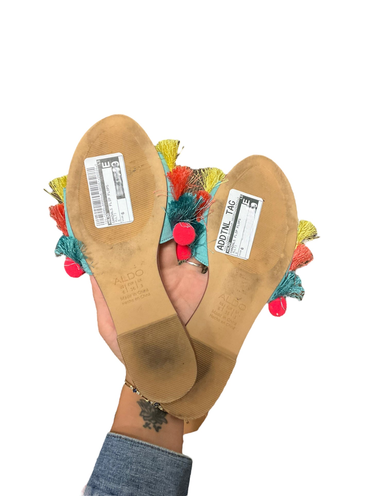 Multi-colored Sandals Flip Flops Aldo, Size 6