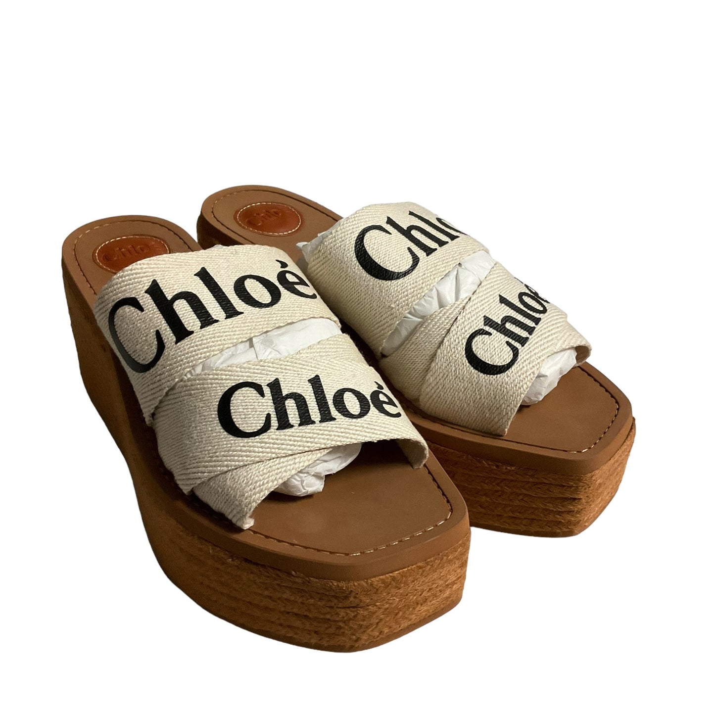 Cream Sandals Luxury Designer Chloe, Size 9