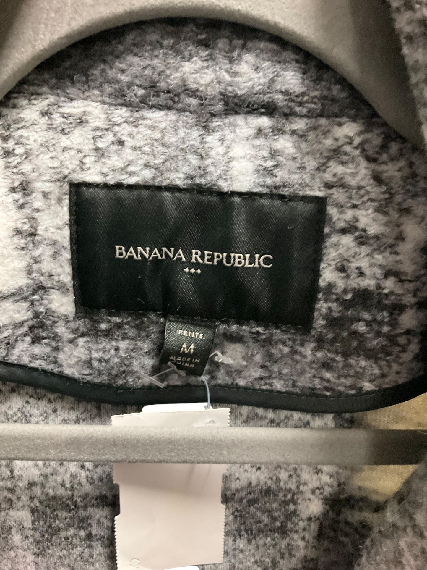 Coat Wool By Banana Republic In Grey & White, Size: M