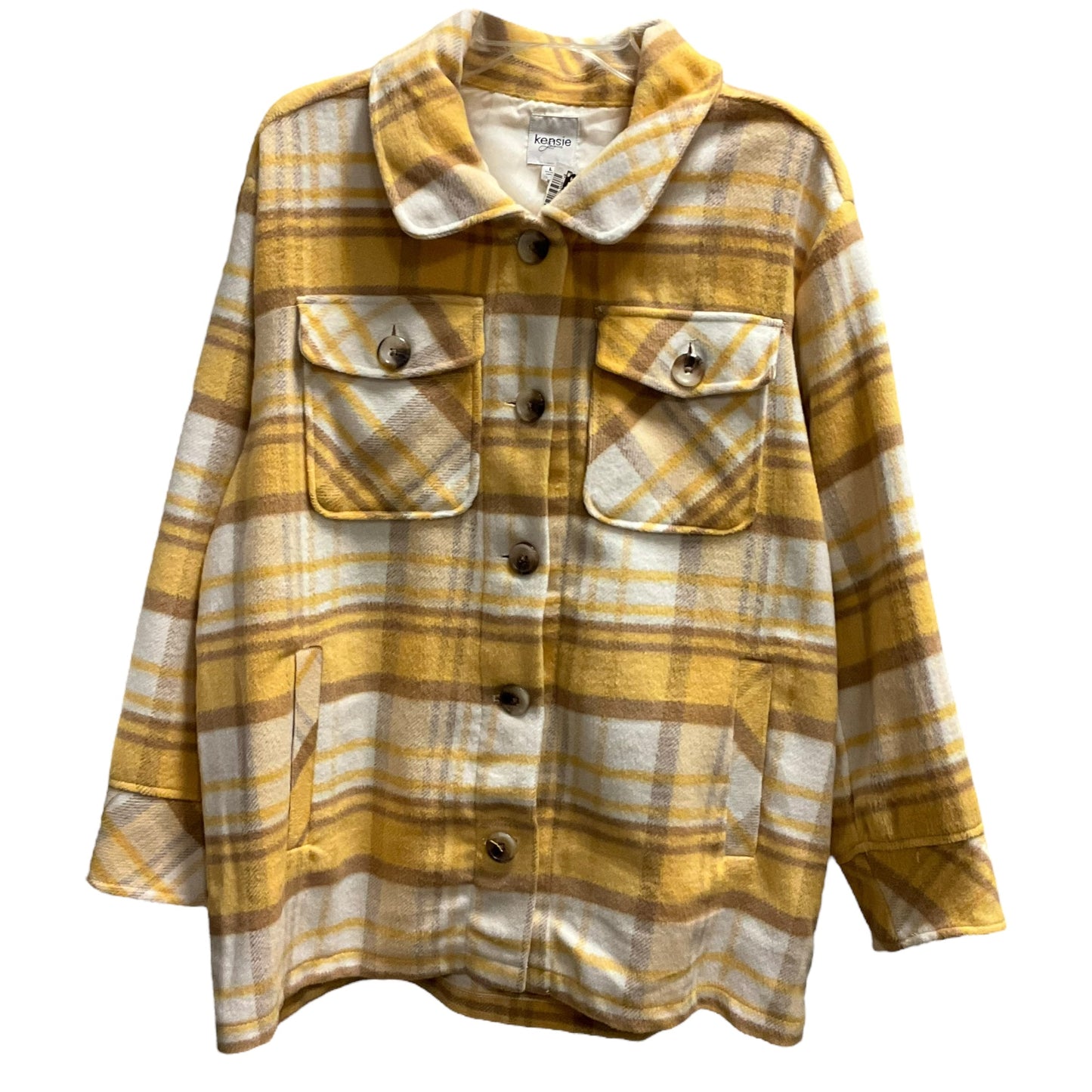 Jacket Shirt By Kensie In Yellow, Size: L