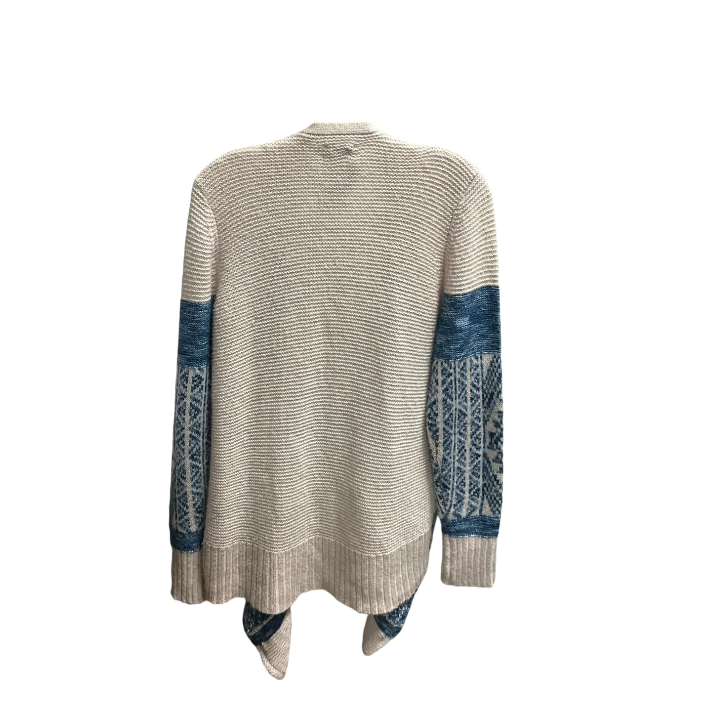 Sweater Cardigan By Lucky Brand In Blue & Tan, Size: L