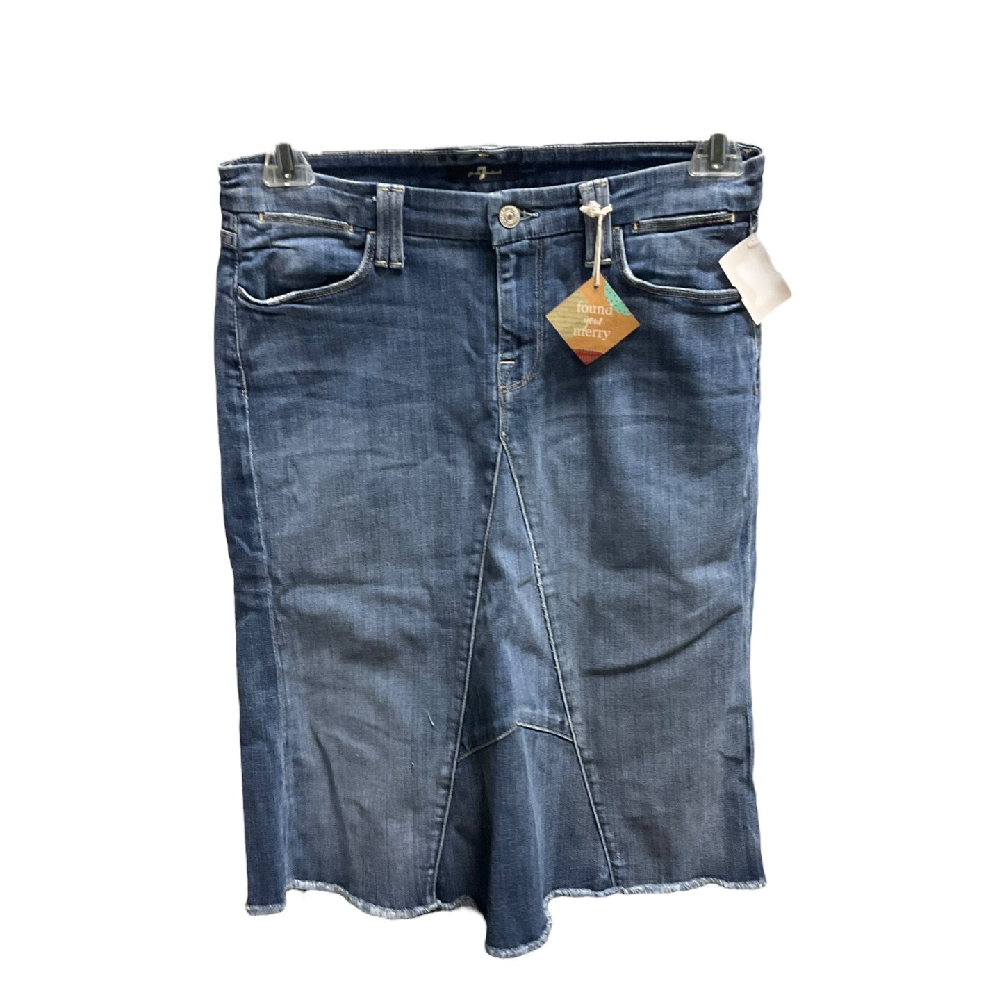 Skirt Mini & Short By 7 For All Mankind In Blue Denim, Size: 6