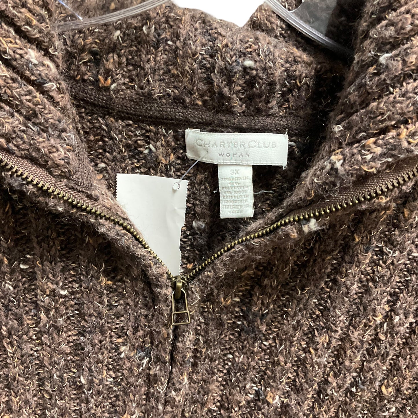 Sweater By Charter Club In Brown, Size: 3x