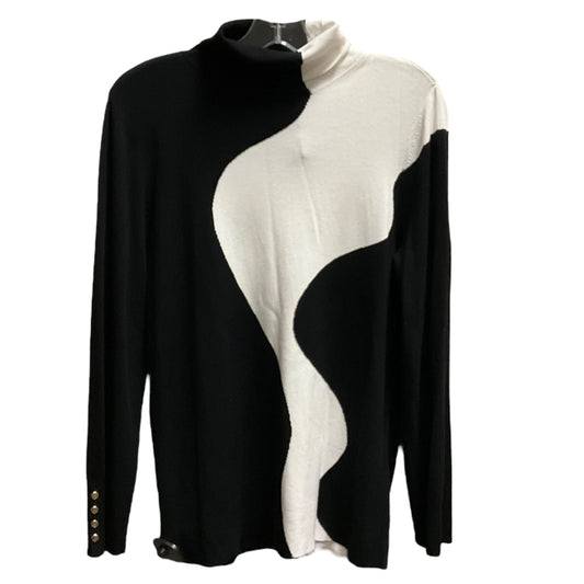 Top Long Sleeve By Chicos In Black & White, Size: L