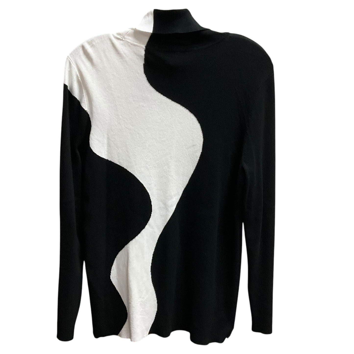 Top Long Sleeve By Chicos In Black & White, Size: L