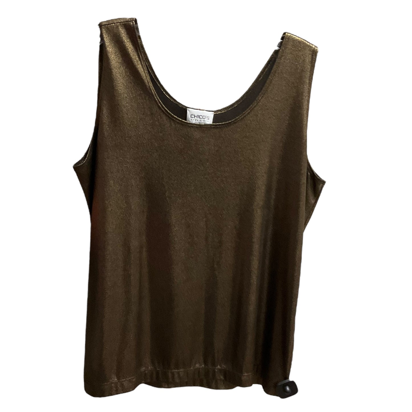 Top Sleeveless By Chicos In Black & Gold, Size: L