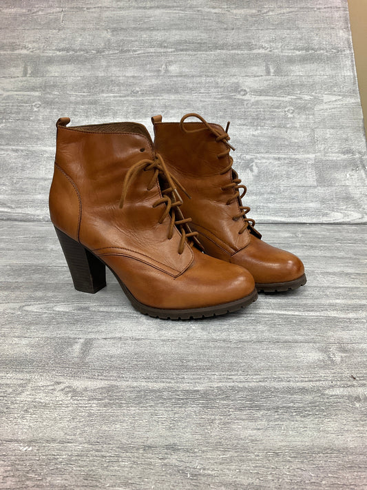 Boots Ankle Heels By Nine West In Brown, Size: 8.5