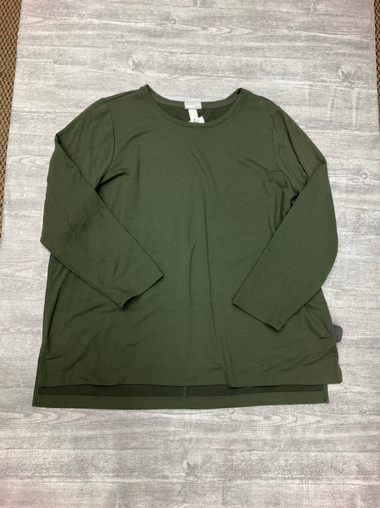 Top Long Sleeve Basic By Ava & Viv In Green, Size: 2x