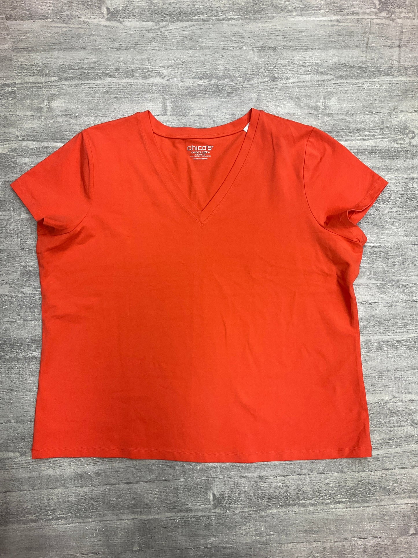 Top Short Sleeve Basic By Chicos In Orange, Size: Xxl