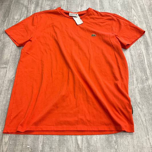 Top Short Sleeve By Lacoste In Orange, Size: L