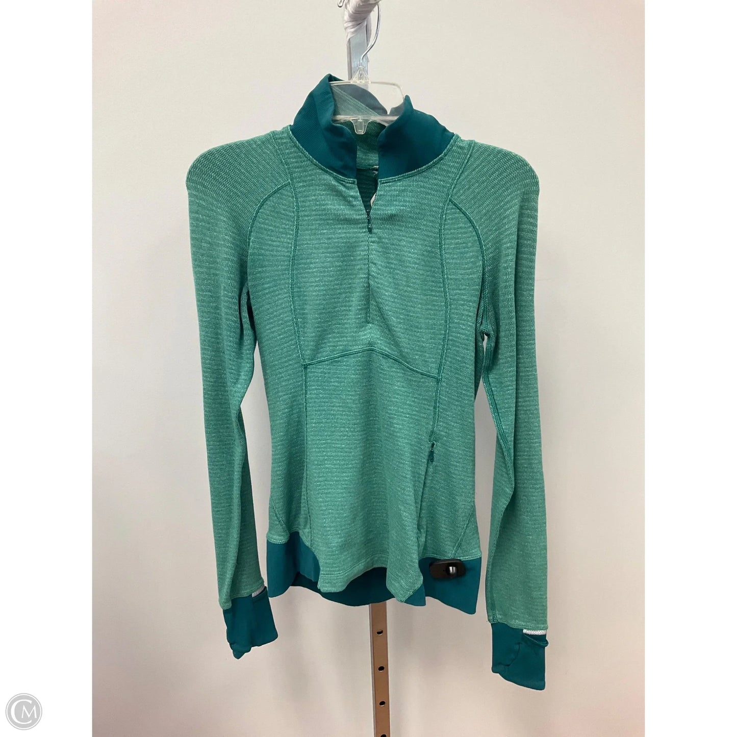 Athletic Top Long Sleeve Collar By Lululemon In Teal, Size: 4