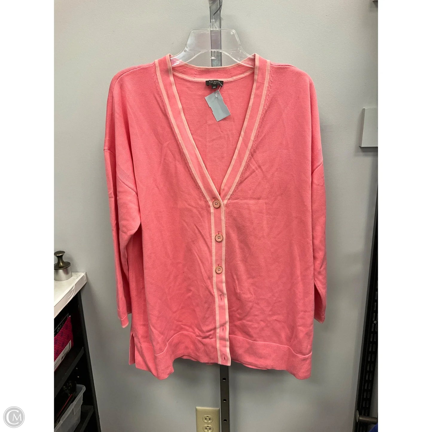 Sweater Cardigan By Talbots In Peach, Size: 2x