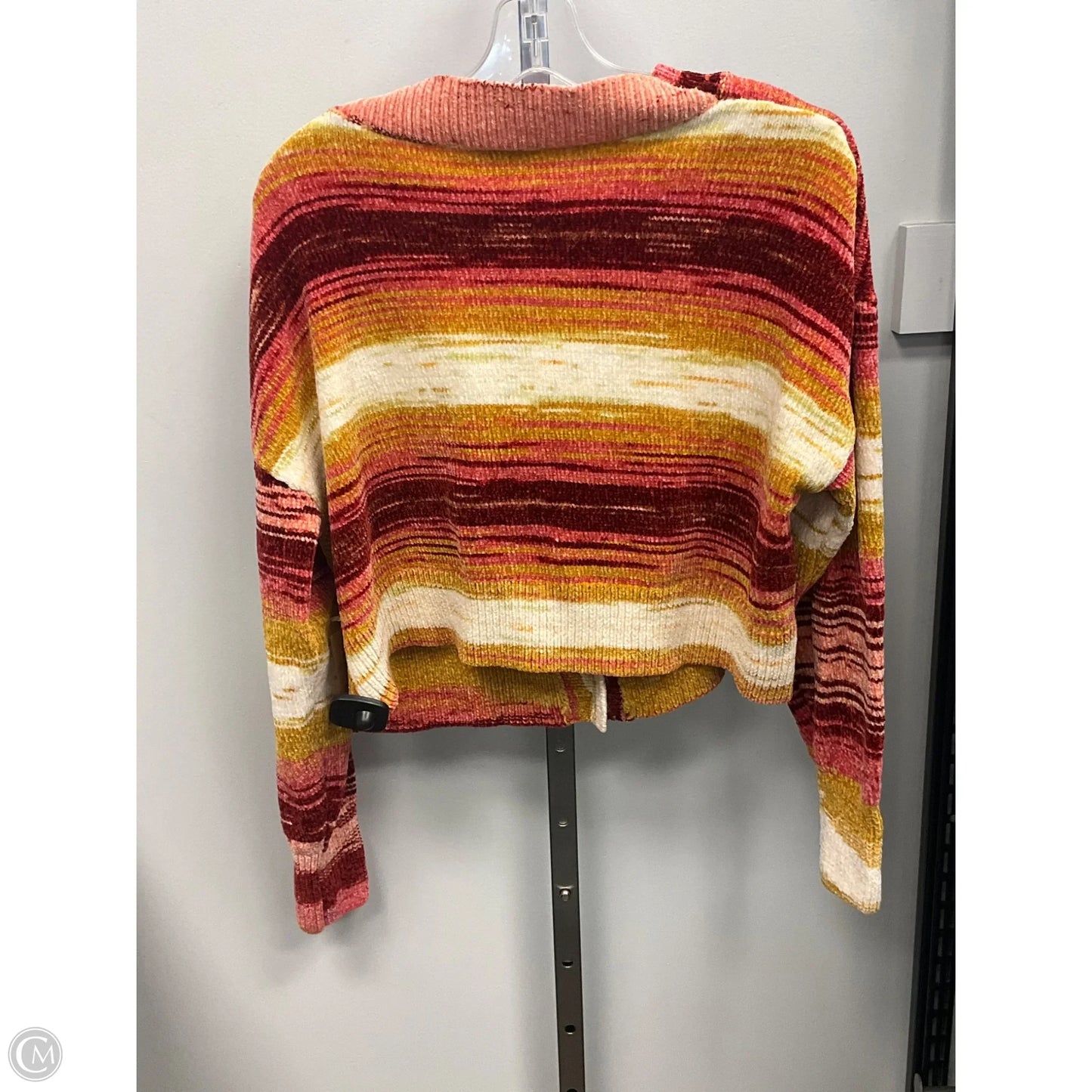 Sweater Cardigan By Forever 21 In Red & Yellow, Size: S
