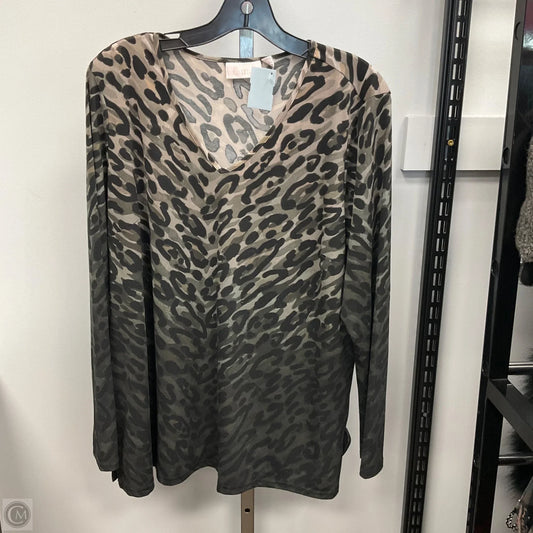 Top Long Sleeve By Belle By Kim Gravel In Animal Print, Size: L
