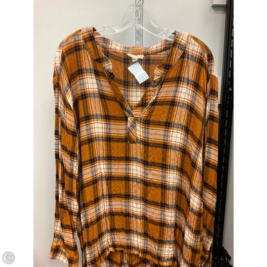 Top Long Sleeve By Jane And Delancey In Plaid Pattern, Size: Xl