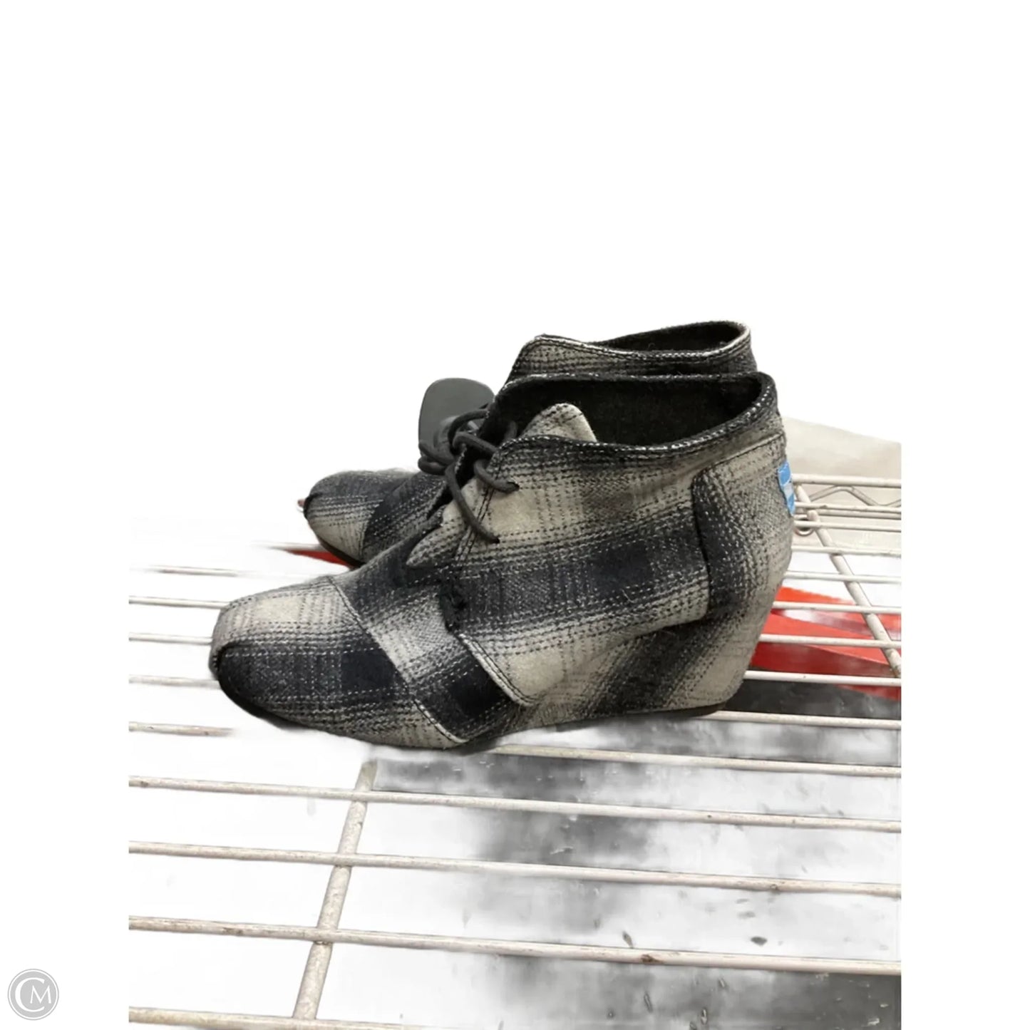 Boots Ankle Heels By Toms In Plaid Pattern, Size: 6.5