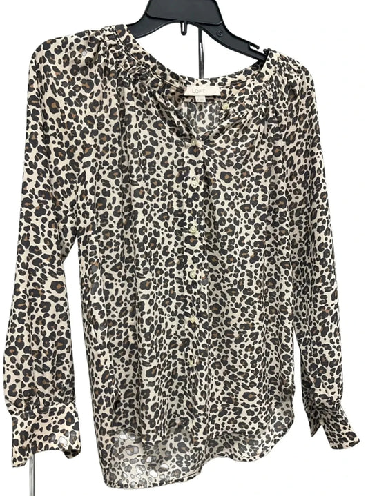 Top Long Sleeve By Loft In Animal Print, Size: Xs