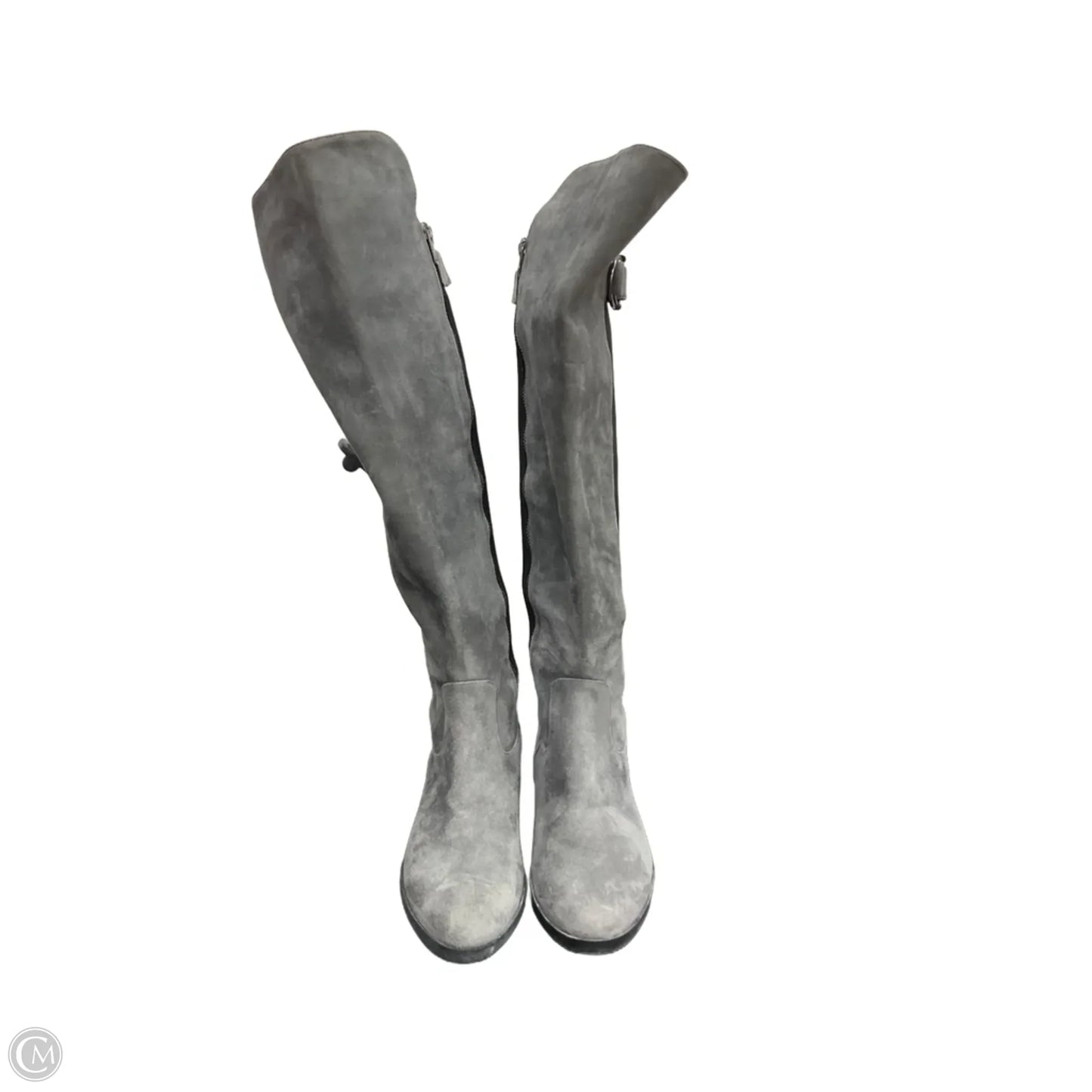 Boots Ankle Flats By Calvin Klein In Black & Grey, Size: 6.5