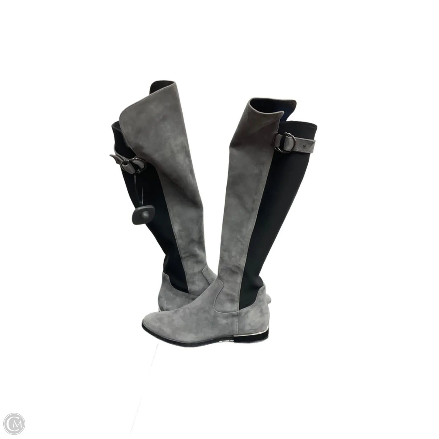 Boots Ankle Flats By Calvin Klein In Black & Grey, Size: 6.5